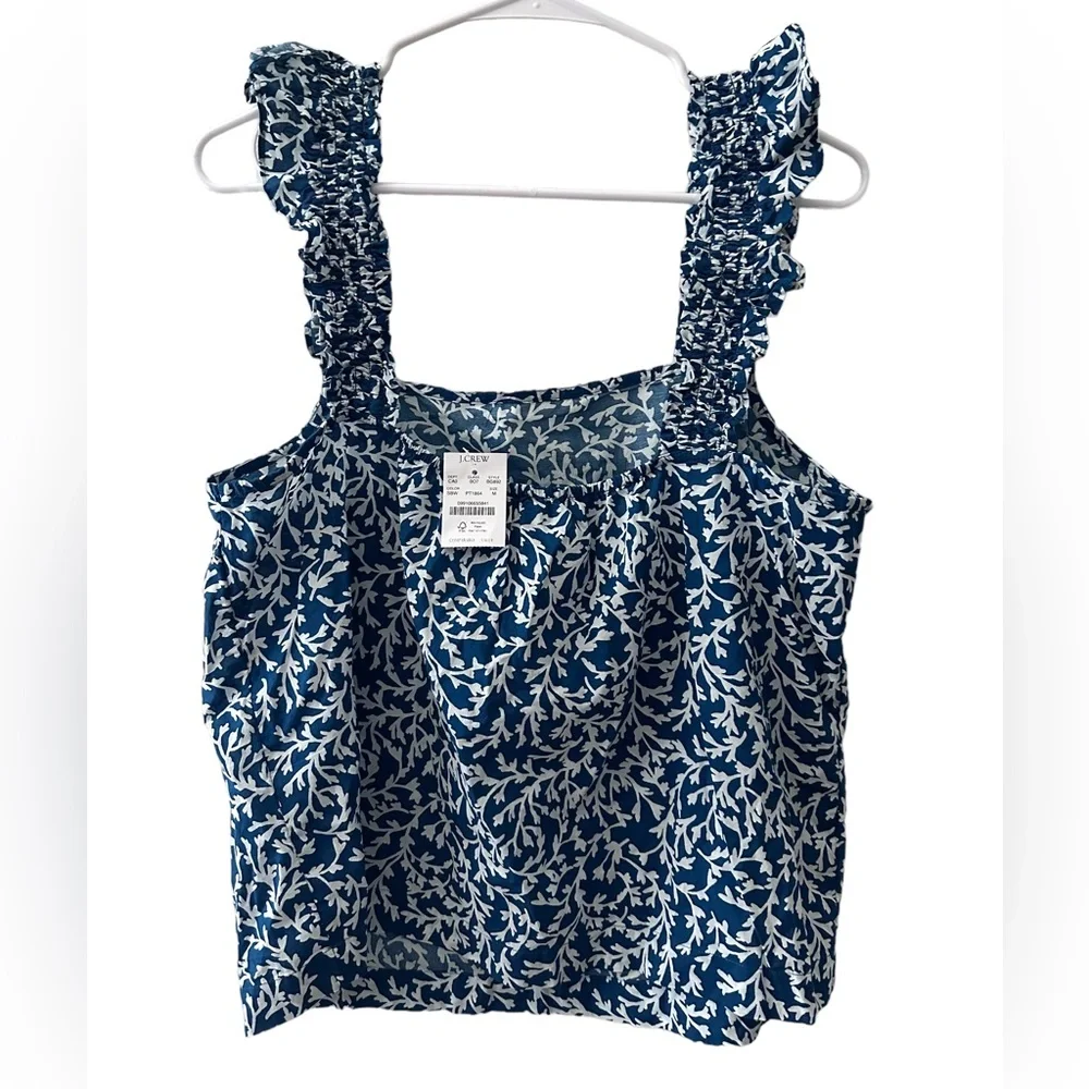 J.Crew smocked ruffle shoulder tank top NWT
